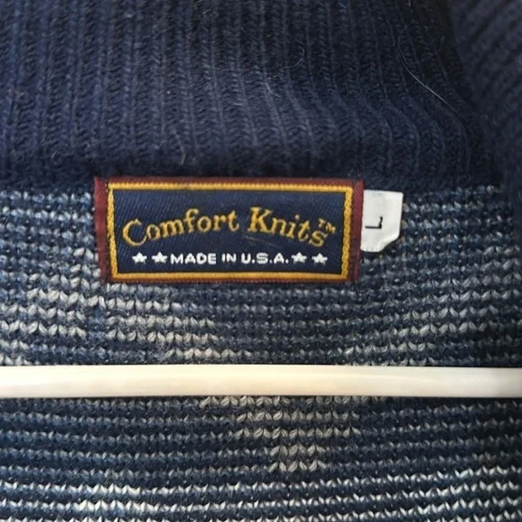Vintage holiday sweater zip up comfort knits men’s large winter snow Aztec blue - Picture 5 of 5